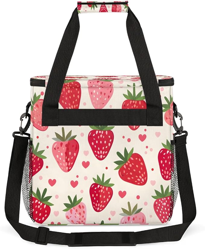 Love Heart Strawberry Coffee Maker Carrying Bag Compatible with K-Mini or K-Mini Plus Portable Single Cup Coffee Maker Case with Pockets for K Cup Pods