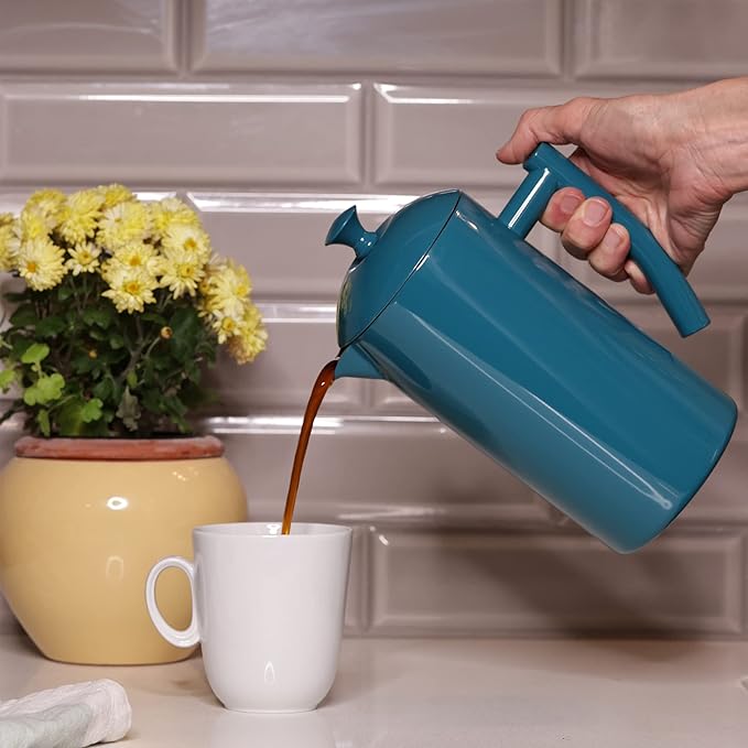 Frieling Double-Walled Stainless Steel French Press Coffee Maker Lagoon Blue 34 fl oz.