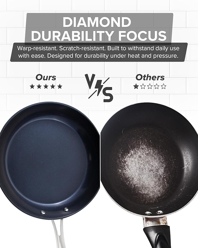 Nuwave Healthy G11-Pots and Pans Set Non Stick 9H Near-Diamond Hardness Scratch-Resistant Works on All Stovetops PFAS Free with Frying Pans Saucepans &amp Glass Lids Stay-Cool Handles Cool Gra