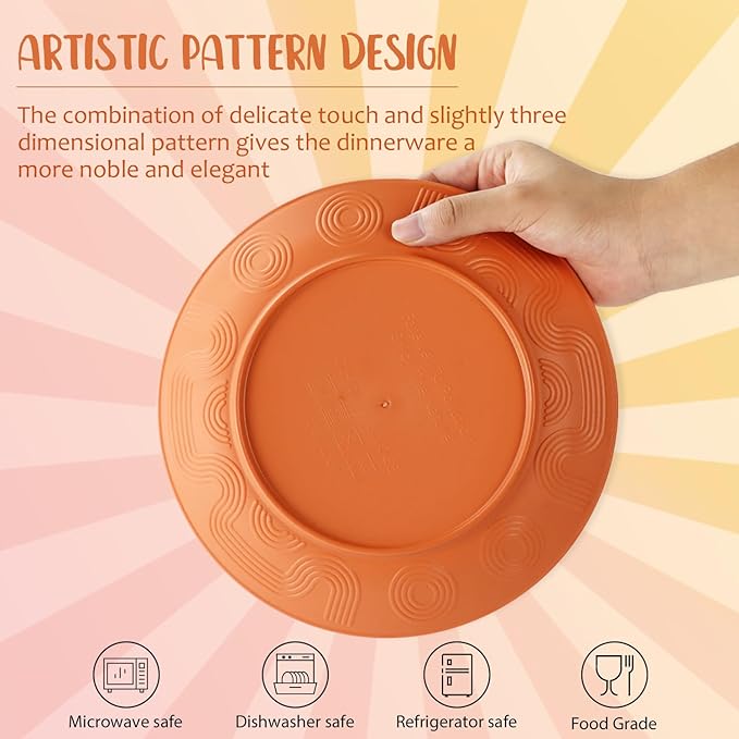 Wheat Straw Dinnerware Set 40 PCS - Service for 8 | Plates and Bowls Sets | Unbreakable Dishes Set - Dinner Plates Dessert Plate Cereal Bowls Drinking Glasses Dishwasher Safe - Multi