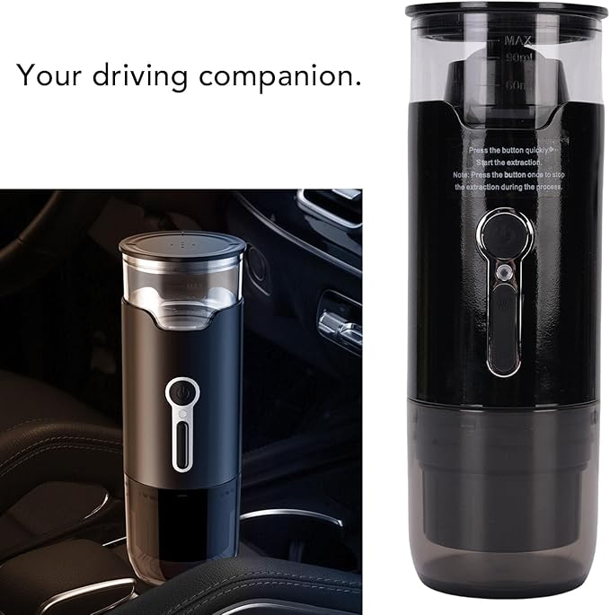 Yosoo Portable Electric Coffee Machine 15 Bar Pressure Cordless Heating Automatic Coffee Maker Compatible with Capsules Ground Coffee for Travel Hiking Camping Office