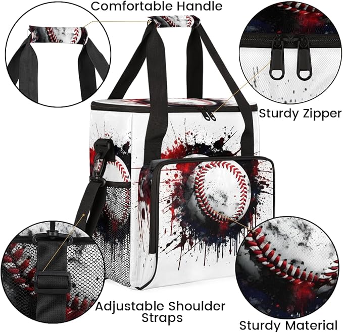 Colorful Baseball Coffee Maker Carrying Bag Watercolor Baseball Travel Storage Bag Compatible with K-Mini or K-Mini Plus Single Serve Coffee Brewer Carrying Case with Pockets &amp Shoulder Strap