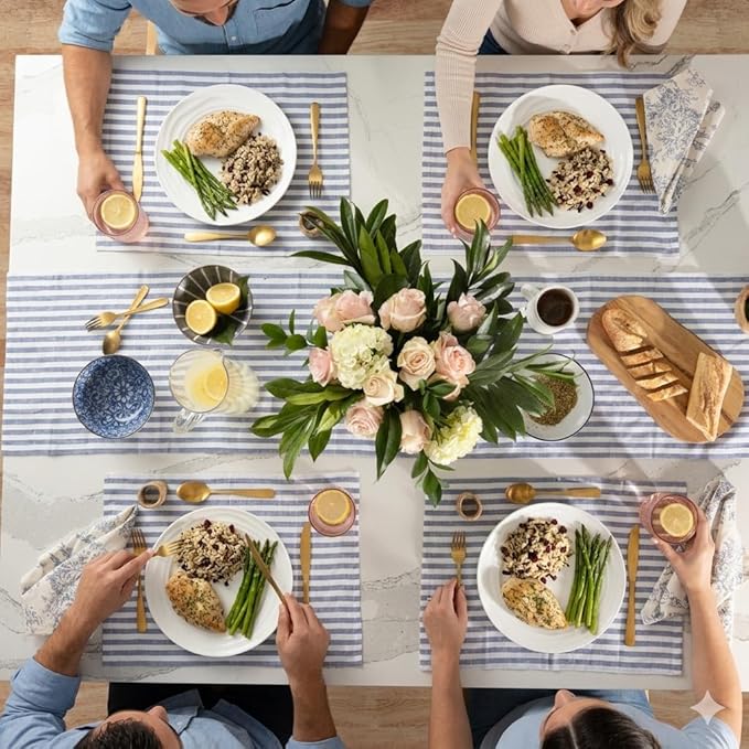 Pots &amp Patterns Natural Waves Premium Bone China Dinnerware Sets Service for 4 (12-Piece) White Plates and Bowls Sets Chip-Resistant Fine Porcelain Dinnerware - Wedding Registry Gift