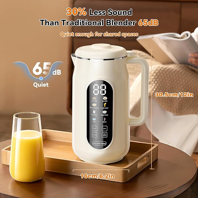 10-in-1 Nut Milk Maker Machine 42oz Automatic Nut Milk Maker with LED Touch Screen Self-Cleaning 12H Delay Start Keep Warm Automatic for Soy/Oat/Almond Milk JuiceCoconutPlant Base &amp Boil W