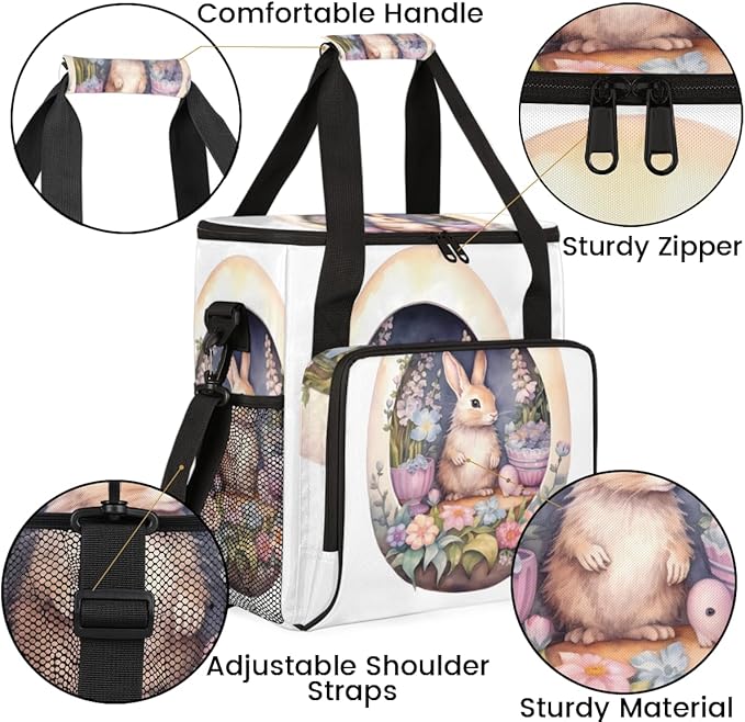 Easter Egg Coffee Maker Carrying Bag Easter Rabbit Travel Storage Bag Compatible with K-Mini or K-Mini Plus Single Serve Coffee Brewer Carrying Case with Multiple Pockets &amp Shoulder Strap