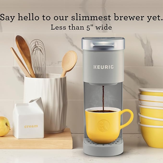 Keurig K-Mini Single Serve K-Cup Pod Coffee Maker 6 to 12oz Brew size with Cord Storage Perfect for Small Spaces Studio Gray