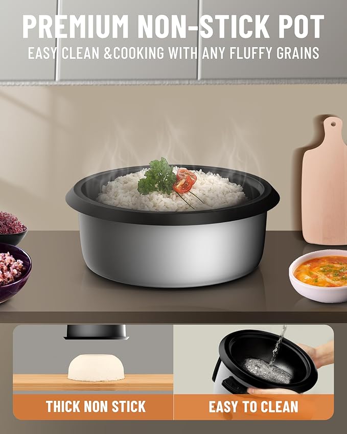 Wantjoin Rice cooker Stainless Rice Cooker &amp Warmer Commercial Rice cooker for party and family(10L capacity for 4.2L rice42CUPS) White