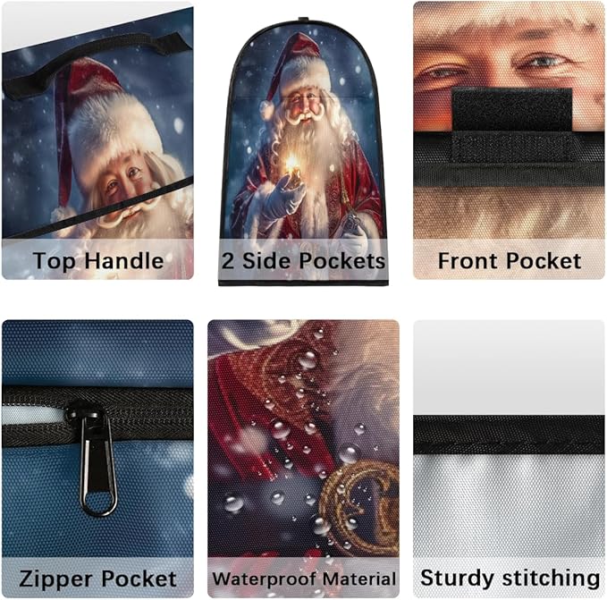 Kitchen Aid Mixer Cover Santa Claus Christmas Hat Stand Mixer Cover Compatible with 6-8 Quarts Stand Mixers Dust Covers with Zipper Pocket Foldable Washable Kitchen Aid Organizer Bag