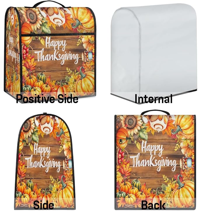 cfpolar Kitchen Aid Mixer Cover Compatible with 6-8 Quarts Thanksgiving Sunflower Pumpkin Stand Mixer Cover Kitchen Aid Mixers Accessories Appliance Organizer Bag Dust Covers with Zipper Pocket
