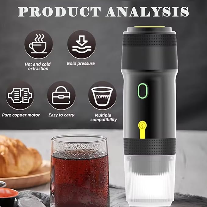 APLUSH Portable Coffee Maker60Ml Electric Wireless Espresso Coffee Machine for Coffee Capsule/PowderTravel Coffee Maker for Camping Travel Hiking OfficeGreen