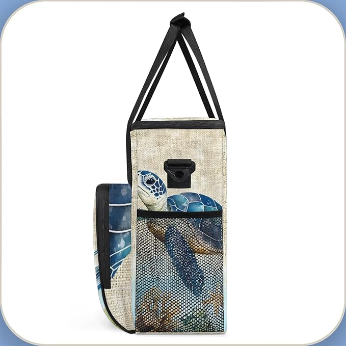 Turtles Coffee Maker Travel Bag Animal Print Turtle Insulated Grocery Bag Travel Picnic Leakproof Cooler Bags With Shoulder Strap