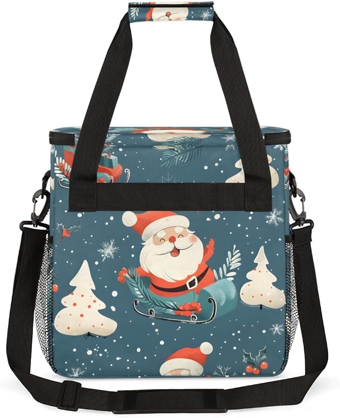 Abstract Santa Claus Coffee Maker Carrying Bag Cute Santa Claus Travel Storage Bag Compatible with K-Mini or K-Mini Plus Single Serve Coffee Brewer Carrying Case with Pockets &amp Shoulder Strap