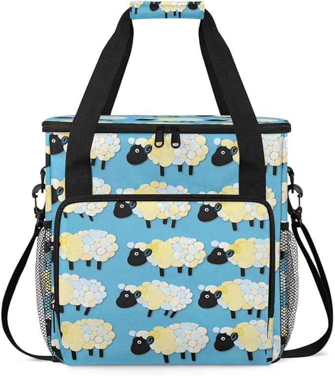Black Sheep Coffee Maker Carrying Bag Cute Sheep Travel Storage Bag Compatible with K-Mini or K-Mini Plus Single Serve Coffee Brewer Carrying Case with Multiple Pockets &amp Shoulder Strap