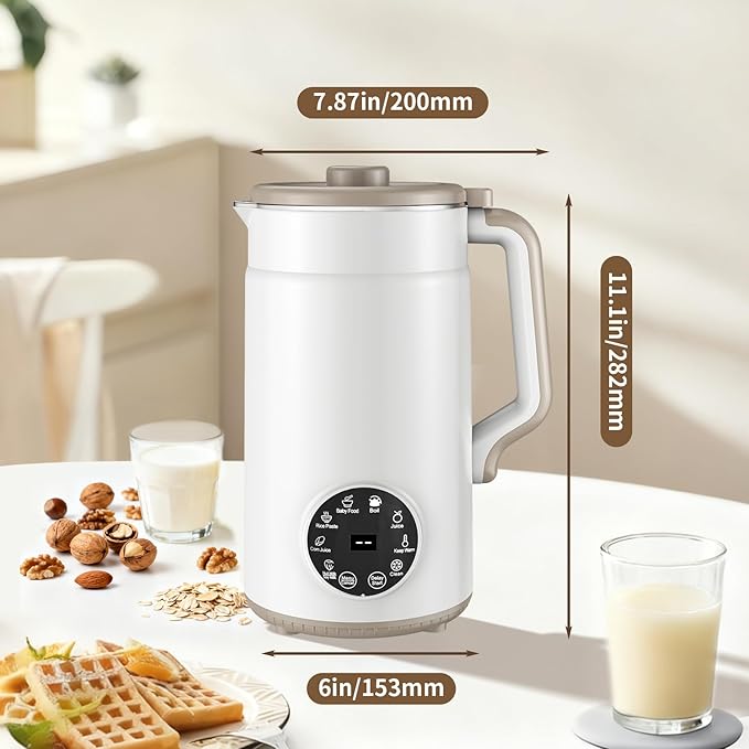 10 in 1 Nut Milk Maker Machine Almond Milk Maker 40oz Self Clean/12H Delay/Keep Warm/Boil One Touch Soy Milk Maker Homemade Oat Nutri Plant Based and Non Dairy Beverages