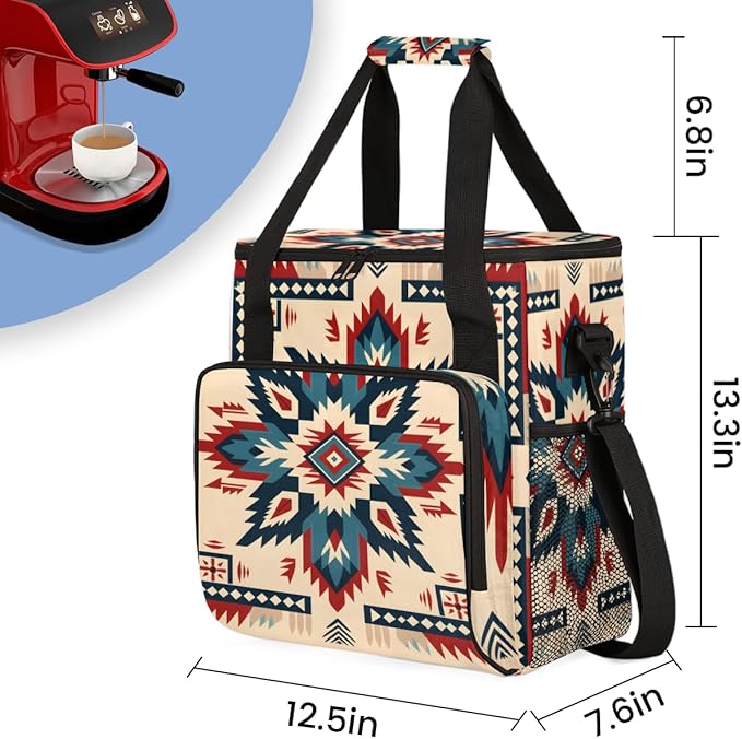 Cybernetic Mandala Coffee Maker Carrying Bag Portable Travel Storage Tote Bag Compatible with K-Mini or K-Mini Plus Single Serve Coffee Brewer Carrying Case with Multiple Pockets &amp Shoulder Stra