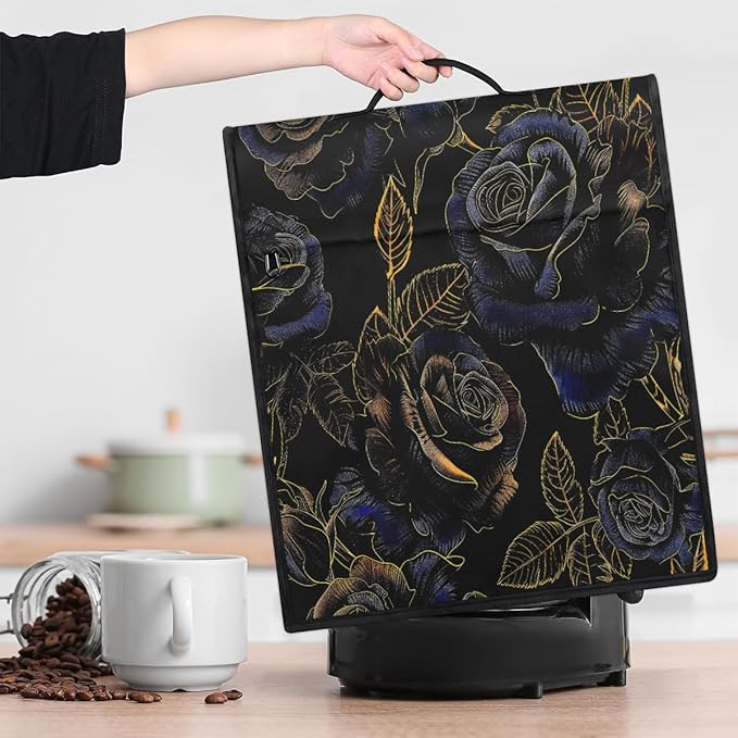 cfpolar Kitchen Aid Mixer Cover Compatible with 6-8 Quarts Flower Gold Blue Rose Stand Mixer Cover Kitchen Aid Mixers Accessories Appliance Organizer Bag Dust Covers with Zipper Pocket