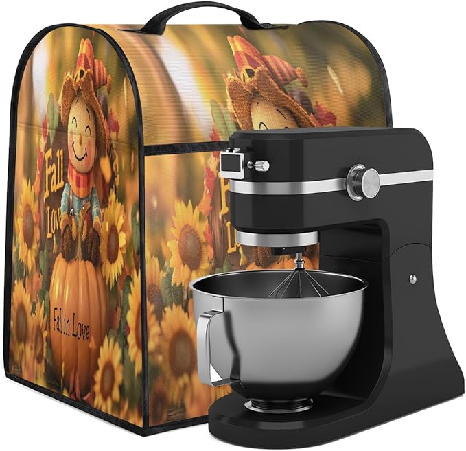 cfpolar Kitchen Aid Mixer Cover Compatible with 6-8 Quarts Pumpkin Scarecrow Sunflower Stand Mixer Cover Kitchen Aid Mixers Accessories Appliance Organizer Bag Dust Covers with Zipper Pocket
