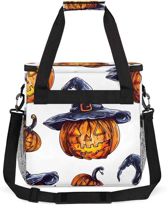 Halloween Pumpkin Coffee Maker Carrying Bag Watercolor Pumpkin Travel Storage Bag Compatible with K-Mini or K-Mini Plus Single Serve Coffee Brewer Carrying Case with Pockets &amp Shoulder Strap