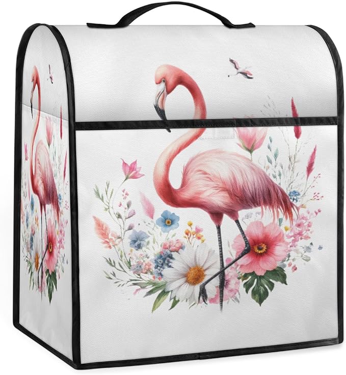 cfpolar Kitchen Aid Mixer Cover Compatible with 6-8 Quarts Pink Flamingo Flower Stand Mixer Cover Kitchen Aid Mixers Accessories Appliance Organizer Bag Dust Covers with Zipper Pocket