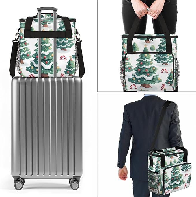 Bright Tree Xmas Coffee Maker Carrying Bag Portable Travel Storage Tote Bag Compatible with K-Mini or K-Mini Plus Single Serve Coffee Brewer Carrying Case with Multiple Pockets &amp Shoulder Strap