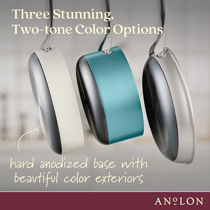 Anolon Achieve Hard Anodized Nonstick Cookware/Pots and Pans Set 10 Piece - Cream