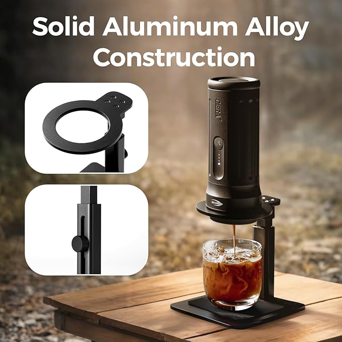 IKAPE Adjustable Portable Coffee Maker Stand Aluminum Alloy Universal Coffee Machine Holder with Anti-Slip Base Height Adjustable 13–19.5cm for Home Office &amp Camping