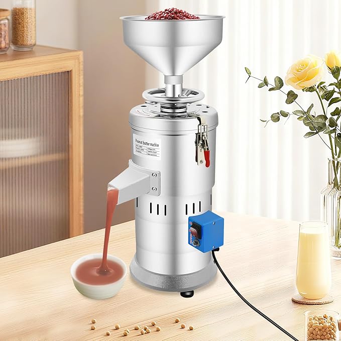 Peanut Butter Maker Machine 110V 1100W Electric Grain Grinder 33 lbs/h Sesame Sauce Grinder for Groundnut Almond Cashew Nut Butter Machine with US Plug for Home Commercial Use