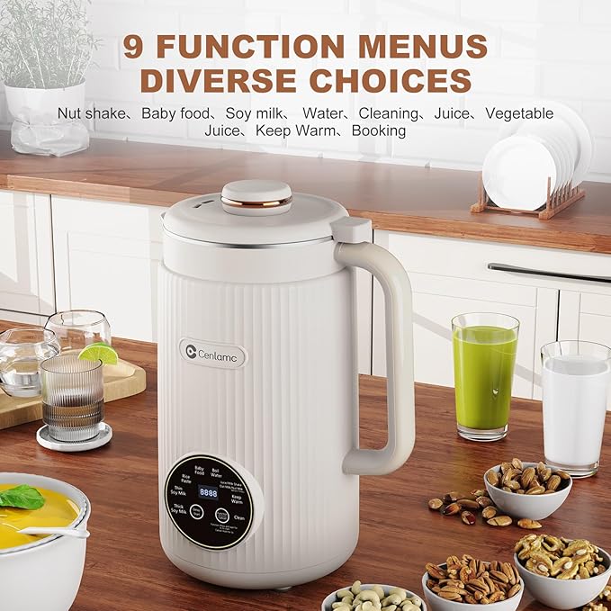 Nut Milk Maker35oz Automatic Homemade AlmondSoyOat Plant-Based MilkJuicewith 12 Blades/Self-Cleaning/12H Timer/Boil WaterWhite