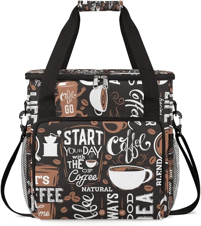 cfpolar Coffee Maker Storage Bag Waterproof Travel Carrying Storage Tote Bag Organizer Case Compatible with K-Mini or K-Mini Plus And Suitable for Other Accessories With Pockets for K-Cup Pods