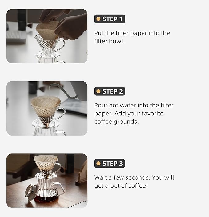 Coffee Dripper Resuable Pour Over Coffee Maker With Handle Slow Brewing Coffee Pour Over for Cafe Travel Home&ampOffices Single Cup Coffee Pour Over #02 (Borosilicate Glass 1-4 Cups)