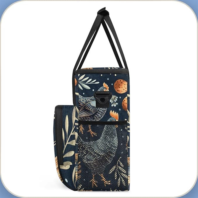 Chicken Leaf Egg Coffee Maker Travel Bag for Keurig K-Mini/K-Mini Plus Insulated Waterproof Tote with Pockets for K-Cup Portable Single-Serve Brewer Case