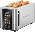 Kenmore 4-Slice Long Slot Toaster - Color Touch Screen &amp 6 Shade Settings Extra Wide Slots Digital Timer Customizable Smart Presets Reheat Defrost Add Time Functions Stainless Steel