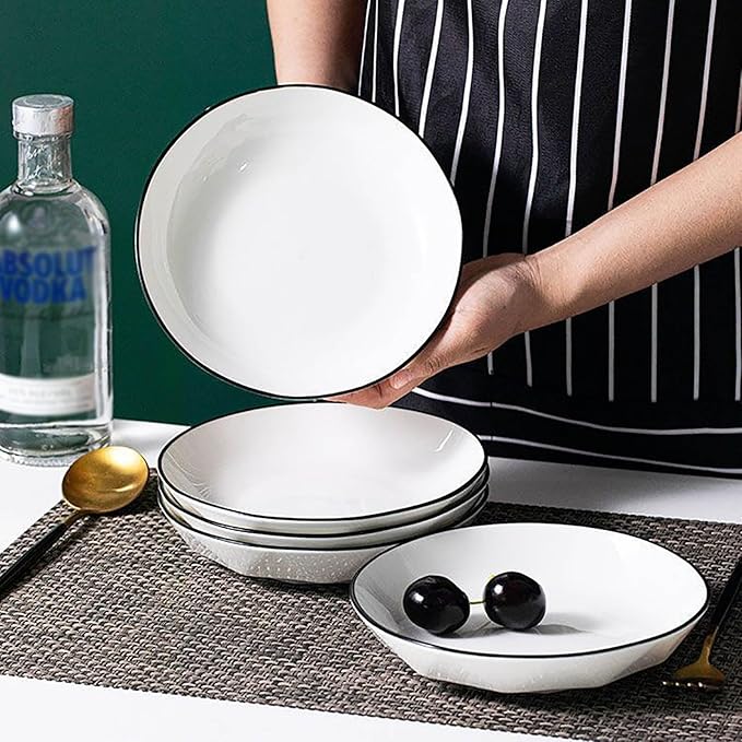 Reusable Dinnerware Sets for 6 Stackable Plates Bowls Set Modern Style Kitchen Dinner Set Dishwasher &amp Microwave Safe Dish Sets Smooth Surface and Easy to Clean 18/24/26 Pieces(26 Pieces)
