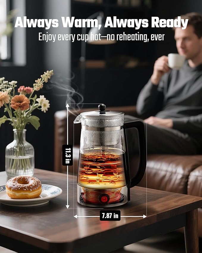 Percolator Coffee Pot Electric Coffee Maker 10-Cup Coffee Percolator with Auto Keep Warm Stainless Steel Basket Borosilicate Glass Cool-Touch Handle