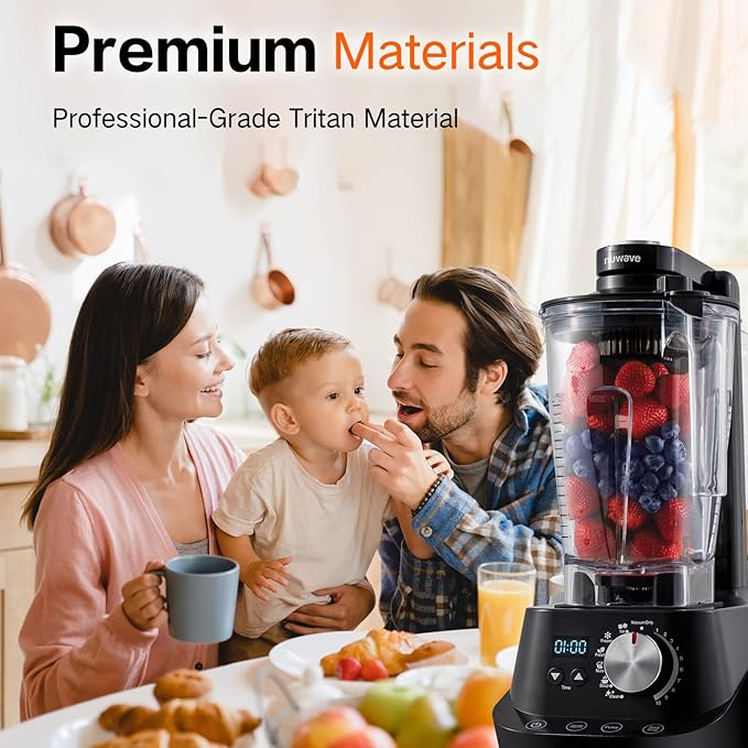 NuWave Moxie Commercial Blender Vacuum Smoothie Blender with 2.5HP Motor Professional Grade Self-Cleaning - 6 presets &amp 10 Speed Settings for Shakes Smoothies Nut Butters Crushed IceBlack
