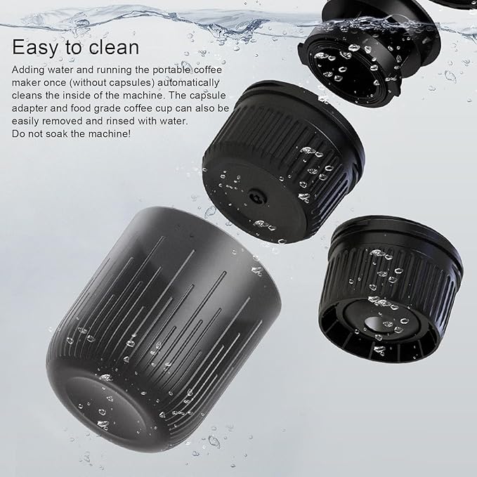 Yosoo Wireless Portable Coffee Maker Cordless Travel Espresso Maker 3 in 1 Capsule Machine Ideal for Camping Office with Rapid Heat Up and Unique Design