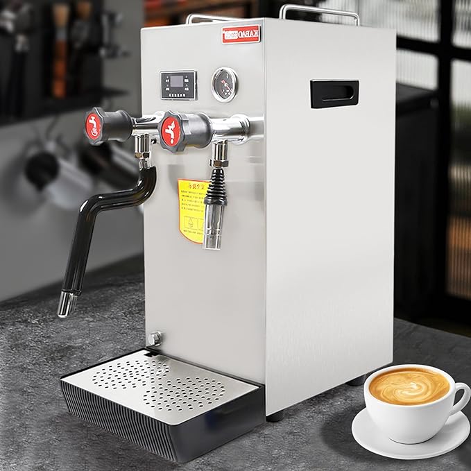 Commercial Coffee Milk Bubbler 2500W 8L Multi-Purpose Automatic Stainless Steel Steam Boiling Water Bubbler with Led Display Frothing Machine for Espresso Coffee Dessert Shop Hotel Bar Restaurant