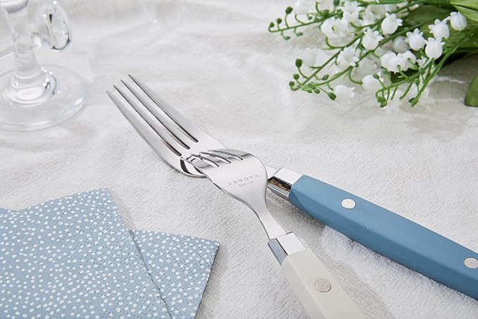 ANNOVA Silverware Set Retro/Rivet Colorful Stainless Steel Tableware Kitchen Flatware Set Utensils Includes Dinner Knives Forks Spoons Salad Forks &amp Dessert Spoons (Morandi Mix 20 Pieces)