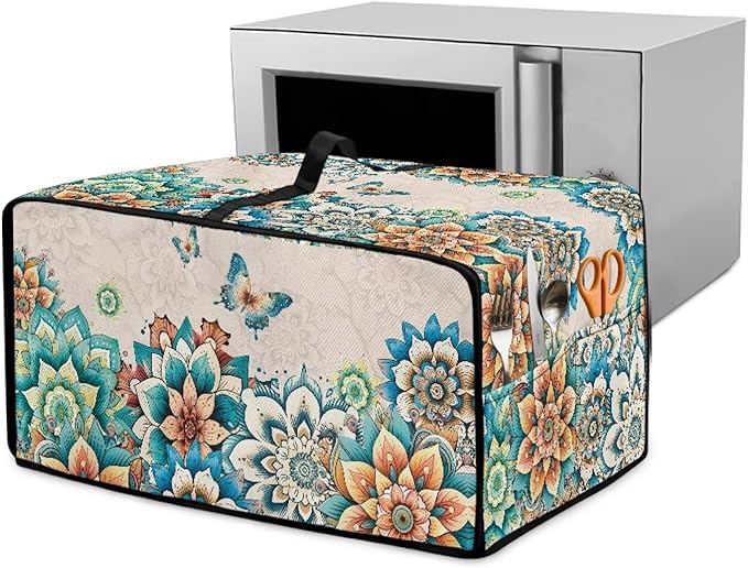 Doojoayie Small Appliance Cover 6 Slice Toaster Dust Protection Cover 19.7x16x 10 Bread Machine Protector Floral Print Gift for Mother Wife Women Cook