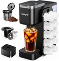 Hot &amp Iced Coffee Maker with Magnetic K-Pod Organizer (Pods Not Included) Stores 10 Pods 4-5 Cups Coffee Maker &amp Single-serve Brewer for K Cup &amp Grounds 40oz Removable Water Tank Black
