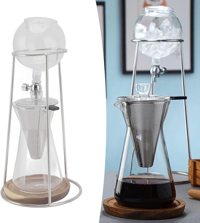 600ML Cold Brew Drip Tower Coffee Maker Reusable Transparent Borosilicate Glass Iced Coffee Maker for Cafe Home Kitchen