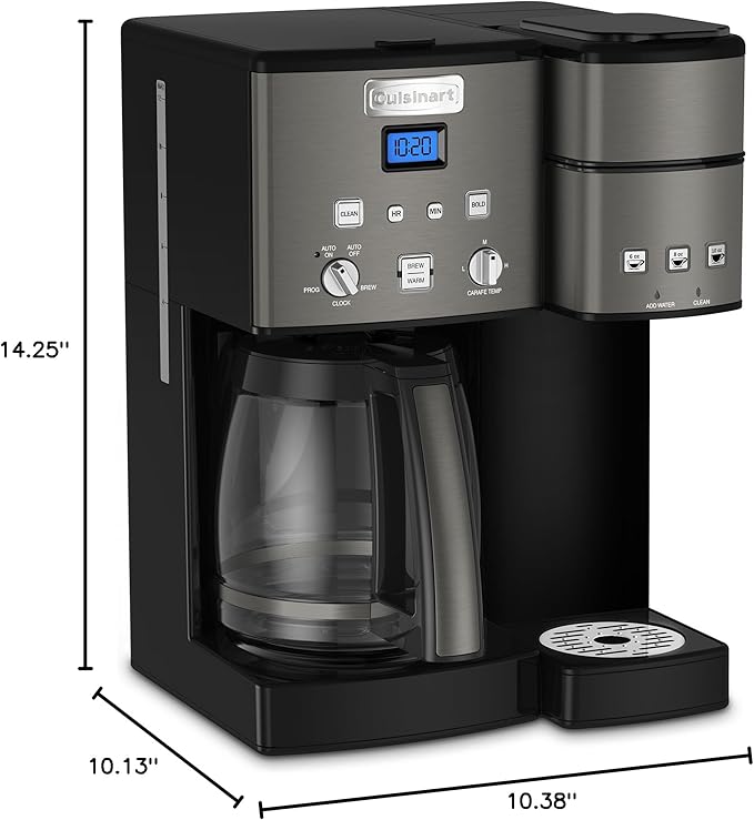 Cuisinart Coffee Maker12 Cup with 3 Single-Size Brewers 6 8 12 oz Black/Stainless Steel SS-15BKSP1