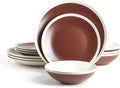 Rock Ridge Speckled Stoneware Dinnerware Set (12pc Set Brown and Ivory)