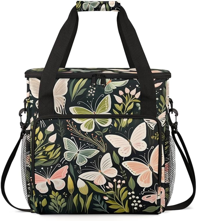 Abstract Butterfly Coffee Maker Carrying Bag Flowers Butterfly Travel Storage Bag Compatible with K-Mini or K-Mini Plus Single Serve Coffee Brewer Carrying Case with Pockets &amp Shoulder Strap