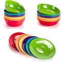 Multicolor Melamine Dinnerware Bundle - Divided Sets: 6 x 11-inch Plates 6 x 7-inch Bowls 6 x 8-inch Bowls