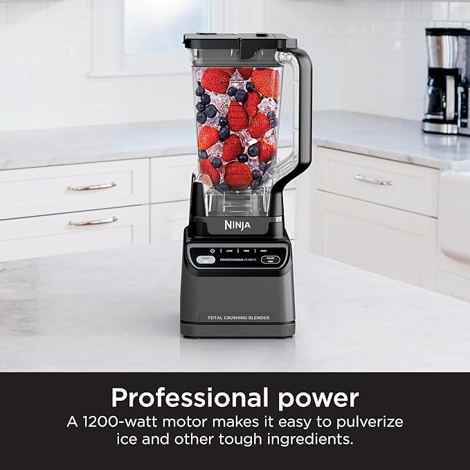 Ninja Professional Blender | Smoothie Blender Drink Mixer Grinder Ice Crusher | Total Crushing™ Technology Auto-iQ™ Smart Presets Professional 1200W Power XL 72oz Pitcher | Dark Grey | BR201AMZ
