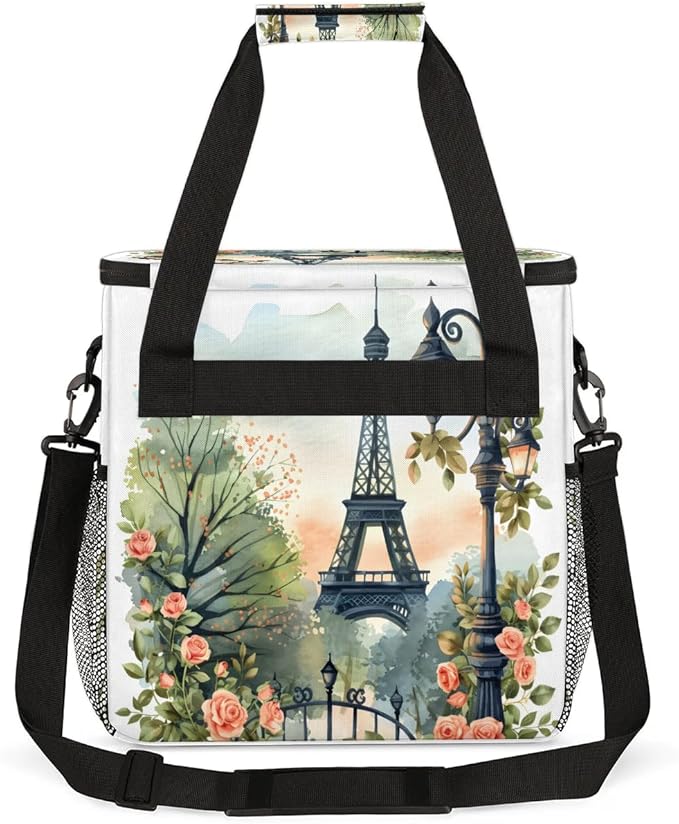 Watercolor Tower Rose Coffee Maker Carrying Bag Compatible with K-Mini or K-Mini Plus Portable Single Cup Coffee Maker Case with Pockets for K Cup Pods