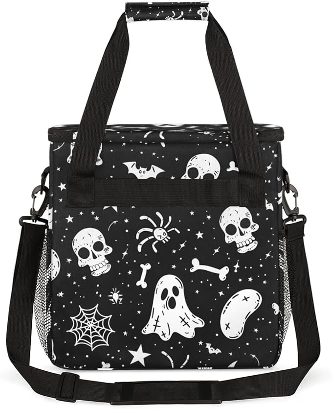 Spooky Ghosts Coffee Maker Carrying Bag Gothic Ghosts Travel Storage Bag Compatible with K-Mini or K-Mini Plus Single Serve Coffee Brewer Carrying Case with Multiple Pockets &amp Shoulder Strap