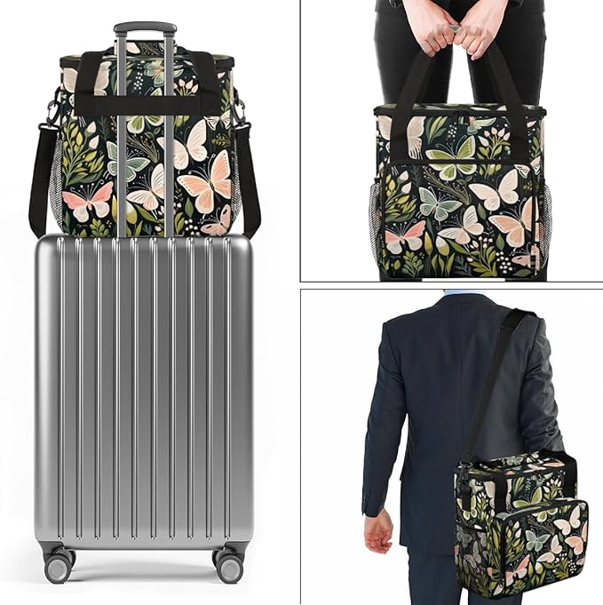 Abstract Butterfly Coffee Maker Carrying Bag Flowers Butterfly Travel Storage Bag Compatible with K-Mini or K-Mini Plus Single Serve Coffee Brewer Carrying Case with Pockets &amp Shoulder Strap