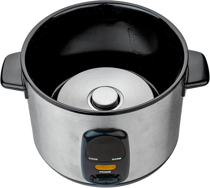 8-Cup &amp 5-Cup Rice Cooker and Steamer with Non-Stick Pot – One-Touch Electric Rice Maker with Auto-Warming Glass Lid &amp Measuring Cup – Silver and Black (8 Cups)
